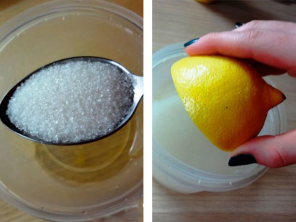 Выжимаем лимонный сок в сахар