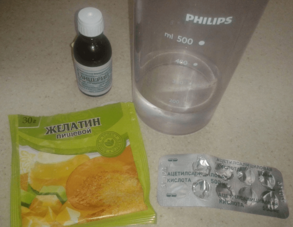 Глицерин, желатин и таблетки аспирина
