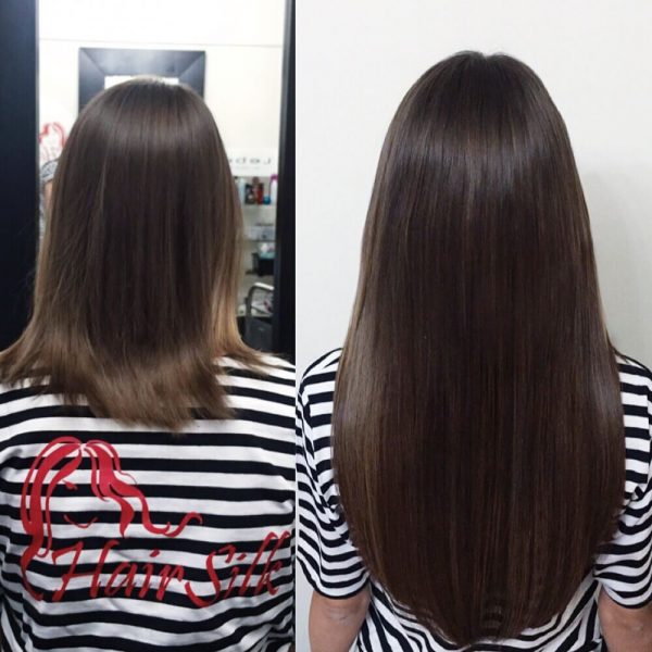 До и после наращивания волос