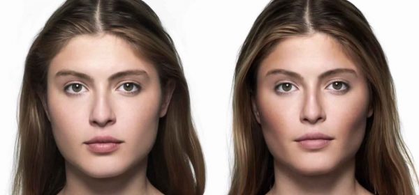Девушка до и после макияжа